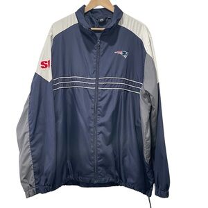 New England Patriots Windbreaker Jacket XL Blue White SI Reebok Y2K